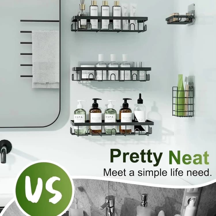 Shower Caddy 5 Pack, Adhesive Shower Organizer Bathroom Shelves